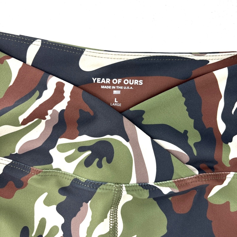 Year Of Ours Women Ankle Leggings Camo Print Size Large Military Green NICE! - Picture 3 of 6